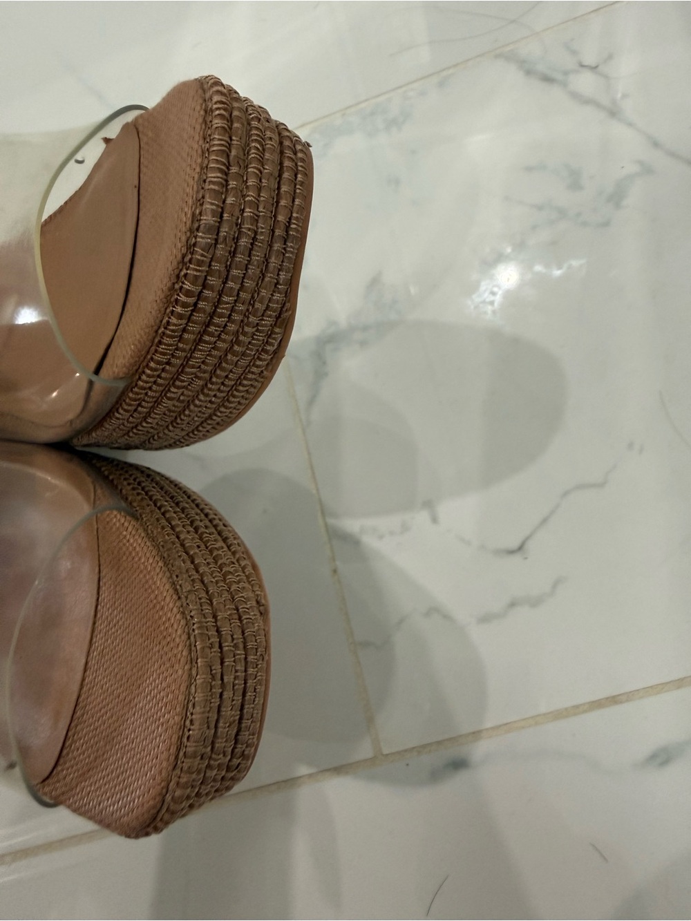 Dolce Vita Lichia Neutral Tan Platform Mule Heels with Clear Strap size 6 - Picture 7 of 7